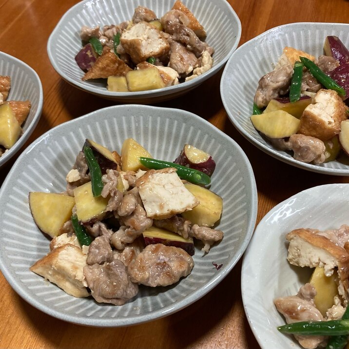 豚肉とさつまいも厚揚げの甘酢炒め
